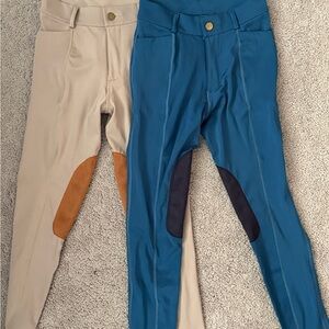 Beroy Kids Equestrian Riding Pants - Beige and Blue Bundle Size 10